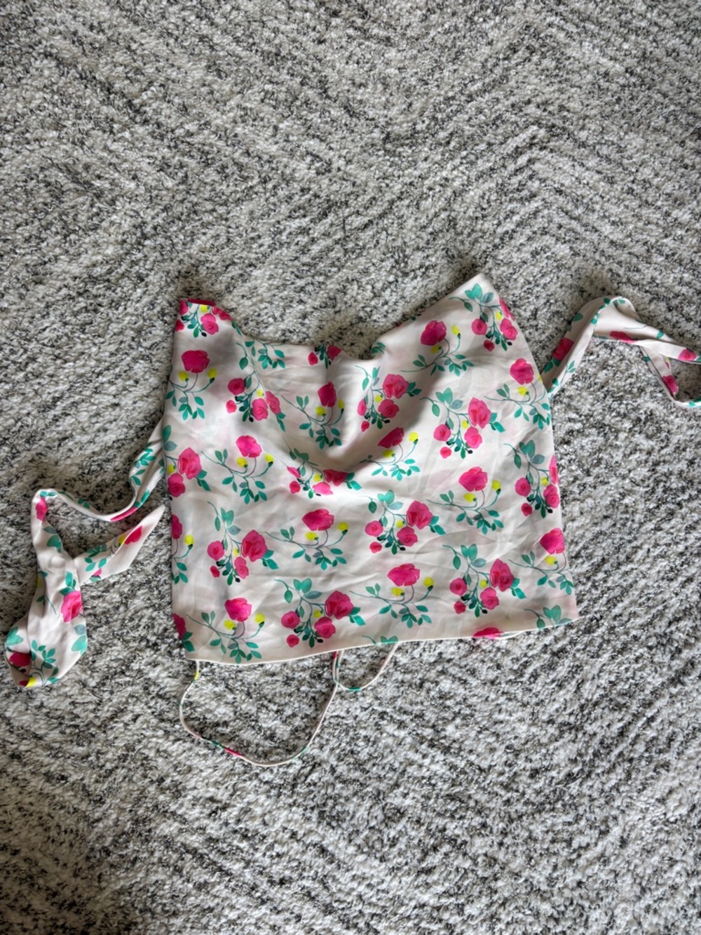 Zara Spring Floral Pink Rose Tie-Back Crop Top
